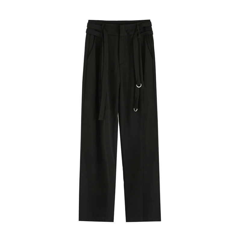 Office Lady Wear Bottoms High Waist Suit Pants Women Loose Casual Long Straight Fashion Work Trousers 210421