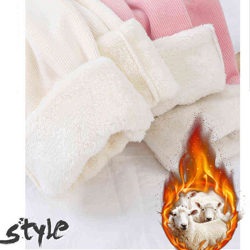 Women Corduroy Thick Pants Autumn Winter Casual Solid Fleece Inside Elastic Waist Harem AnkleLength Warm Trousers 211124Z