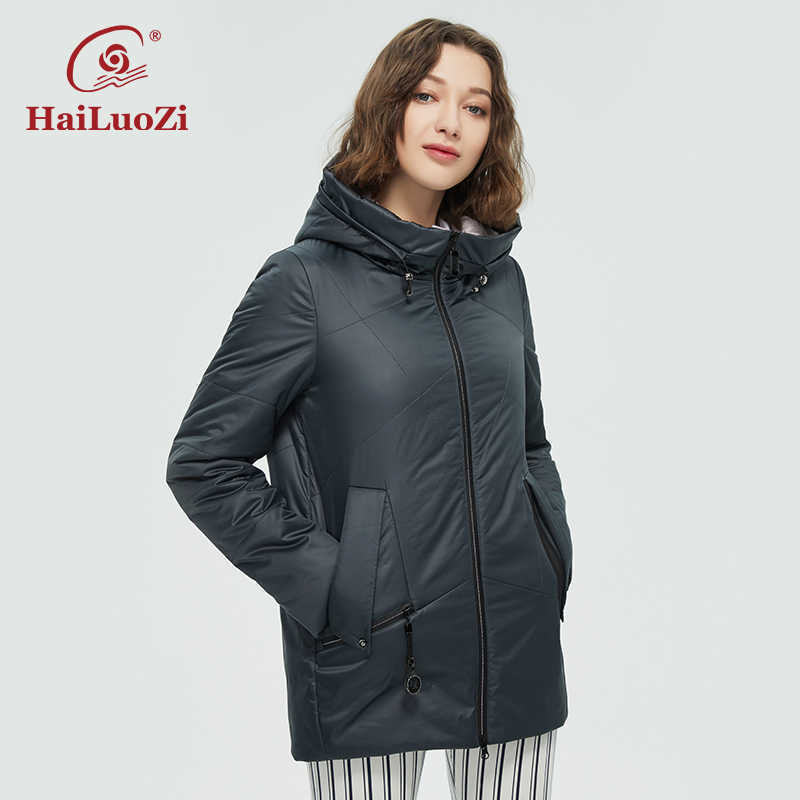 HaiLuoZi Women's Autumn Winter Jackets Zipper Hooded Women Coat Thin Cotton Fashion Short Warm Outwear Casual Parka 38 211013