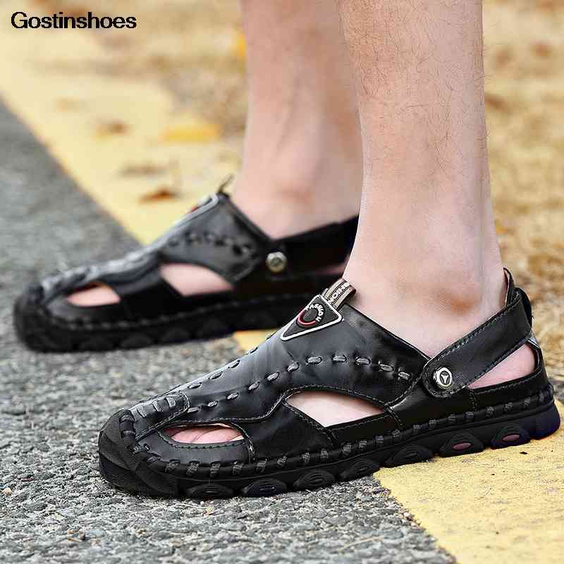 Sandals Mens Genuine Leather Large Size Casual Fashion Sandalias Playa Summer 8FWX, Light brown
Sandals Mens Genuine Leather Large Size Casual Fashion Sandalias Playa Summer 8FWX, Light brown