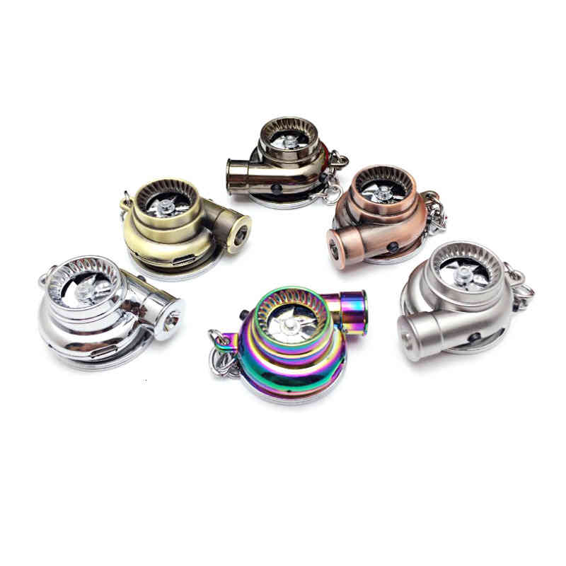 Creative Gift Car Key Chain Usb Charging with Led Light Turbocharged Metal
