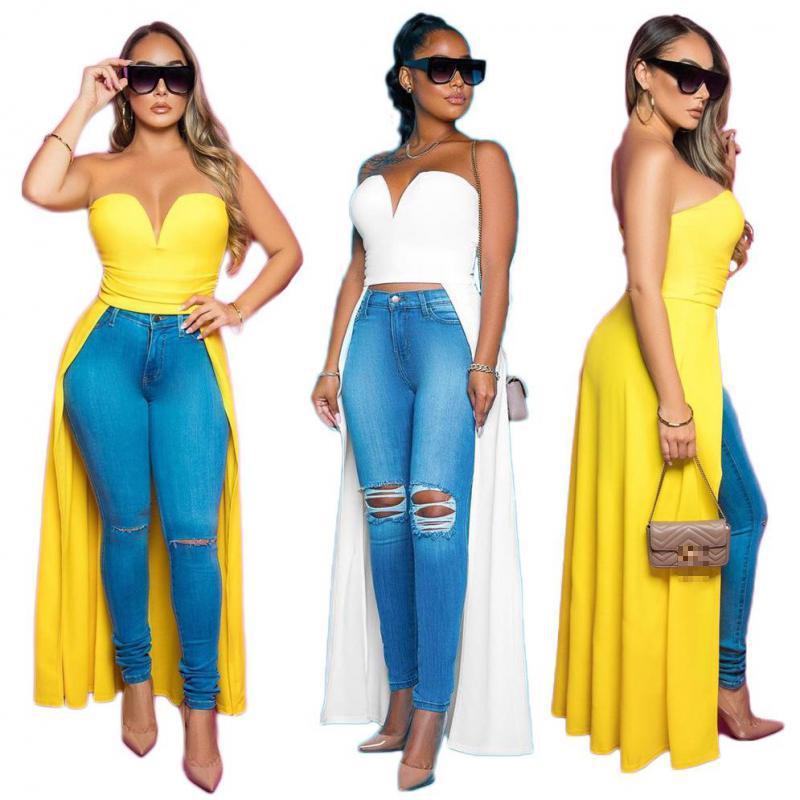 Women Dress Strapless Sleeveless Maxi es Asymmetry Hem High Waist Long Irregular Plus Size Ladies es 210513