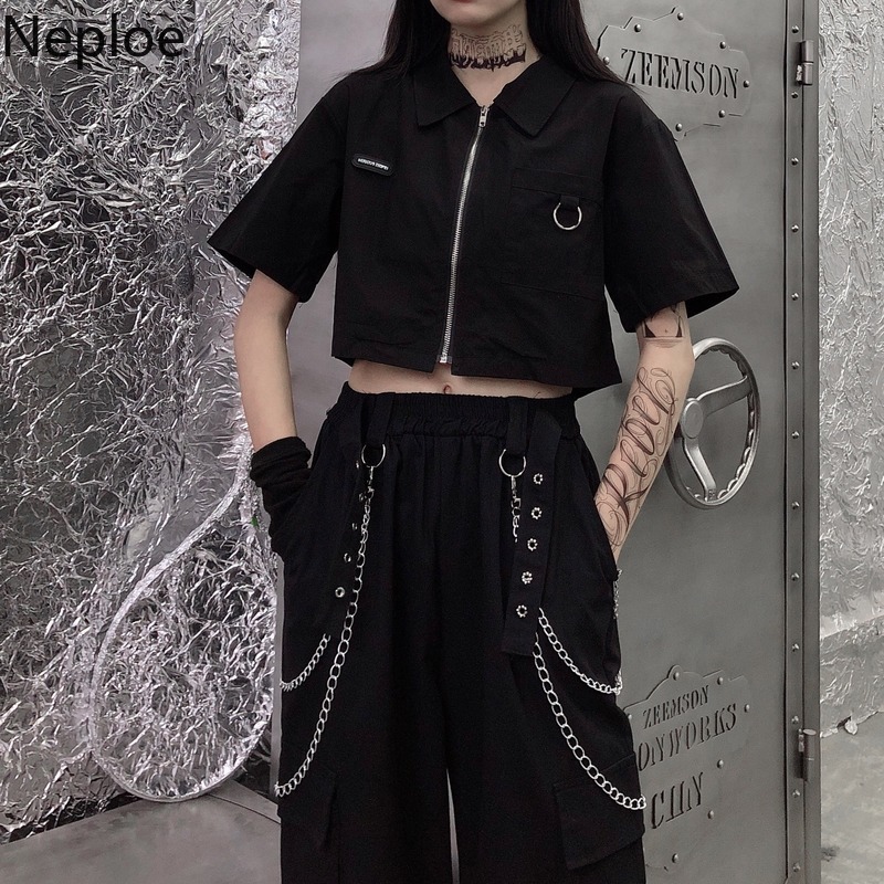 Neploe Wide Leg Cargo Pants Women Harajuku Streetwear Trousers High Waist Loose Pantalon Pockets Straight Casual Sweatpants 210422