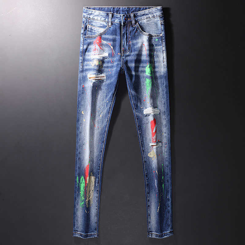 Street Style Fashion Men Jeans Retro Blue Elastic Slim Fit Ripped Painted Designer Hip Hop Denim Splashed Punk Pants
Street Style Fashion Men Jeans Retro Blue Elastic Slim Fit Ripped Painted Designer Hip Hop Denim Splashed Punk Pants