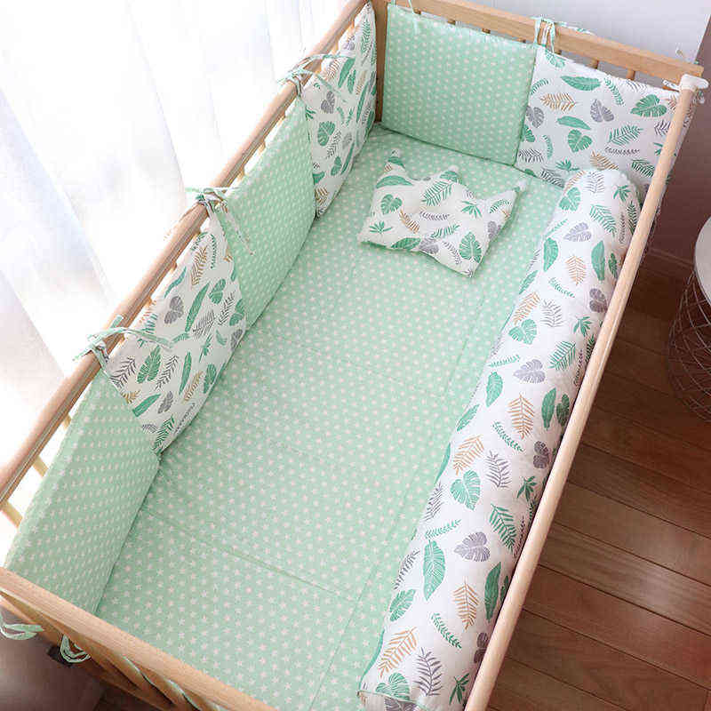 Baby Bed Bumper For borns Baby Room Decoration Thick Soft Crib Protector For Kids Cot Cushion With Cotton Cover Detachable 220209