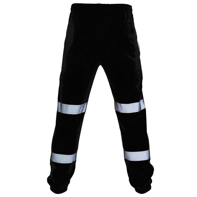 Autumn And Winter Men's Casual Pants European American Stitching Silver Reflective Striped Overalls