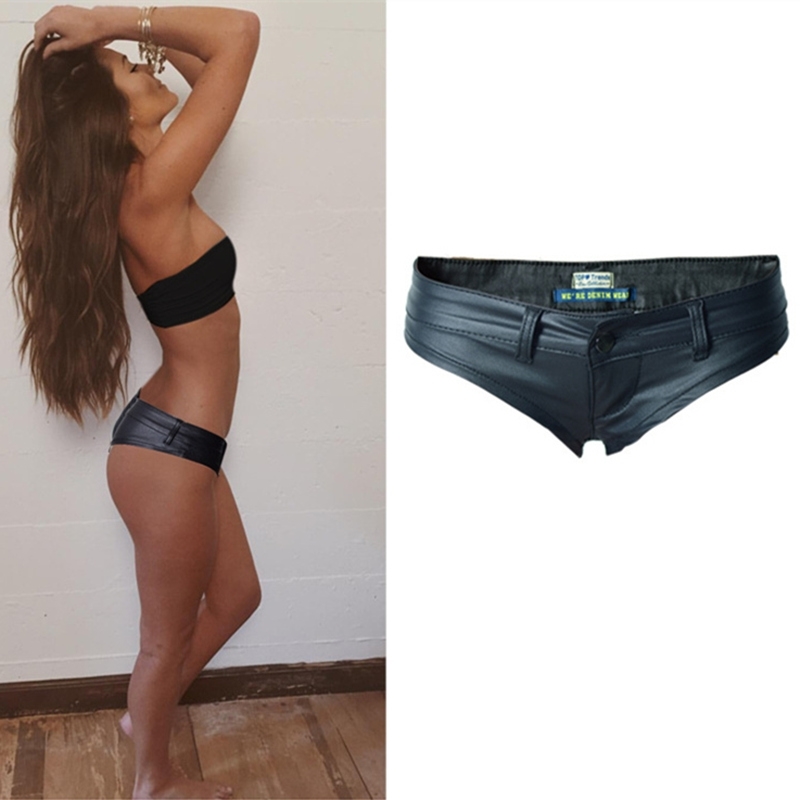 Sexy Shorts Womens Low Waist Short Shorts Pu Mini Shorts 210611