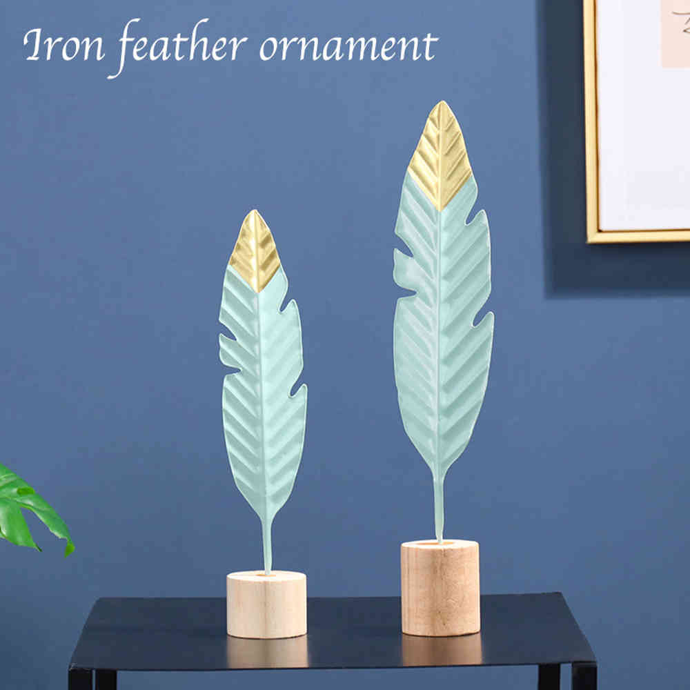 INS Creative Iron Feather Figure Ornaments Figurines Home Decoration Accessories for Living Room Ornaments for Home Decor