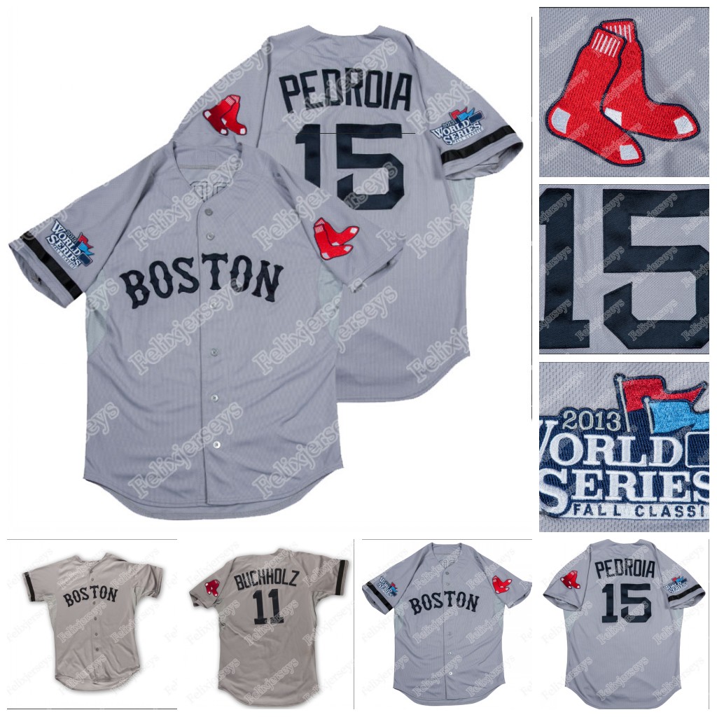 15 Dustin Pedroia 2013 Game Used World Series Baseball Jersey 11 Clay Buchholz 72 Xander Bogaerts 44 Jackie Bradley Jr. 10 Jose Iglesias, Blue;black
15 Dustin Pedroia 2013 Game Used World Series Baseball Jersey 11 Clay Buchholz 72 Xander Bogaerts 44 Jackie Bradley Jr. 10 Jose Iglesias, Blue;black