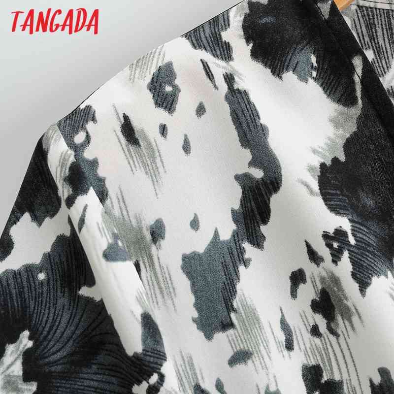 Women Tie Dye Print Chiffon Summer Short Sleeve with Slash Female Casual Jumpsuit 1F101 210416