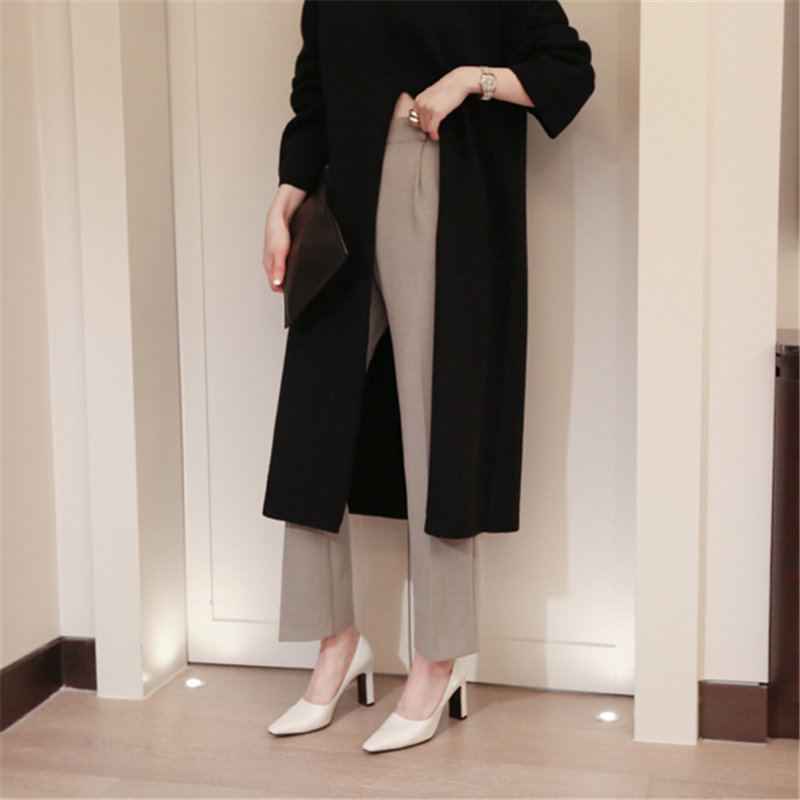 Korea Turtleneck Women Sweet High Waist Stylish Solid Brief Chic Streetwear Feminine Long Split Slender Sweaters 210421
