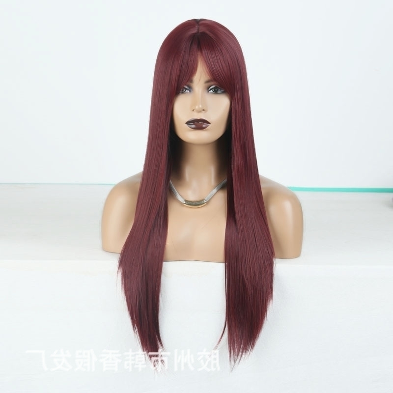 selling lady natural Hot Qi bangs long straight hair wine red chemical fiber full mechanism wig headgear, As shown in figure
selling lady natural Hot Qi bangs long straight hair wine red chemical fiber full mechanism wig headgear, As shown in figure