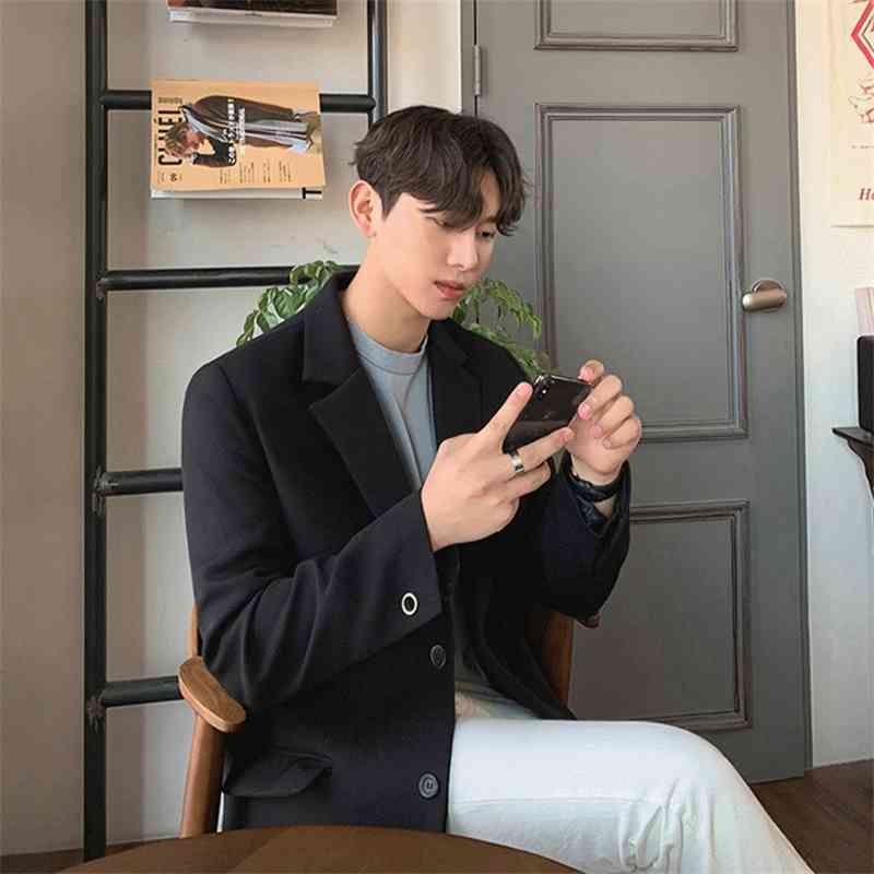 IEFB Men's Wear Spring Black Casual Suit Male's Korean Style Trendy Handsome Single Breasted Blazers For Male 9Y3453 210524