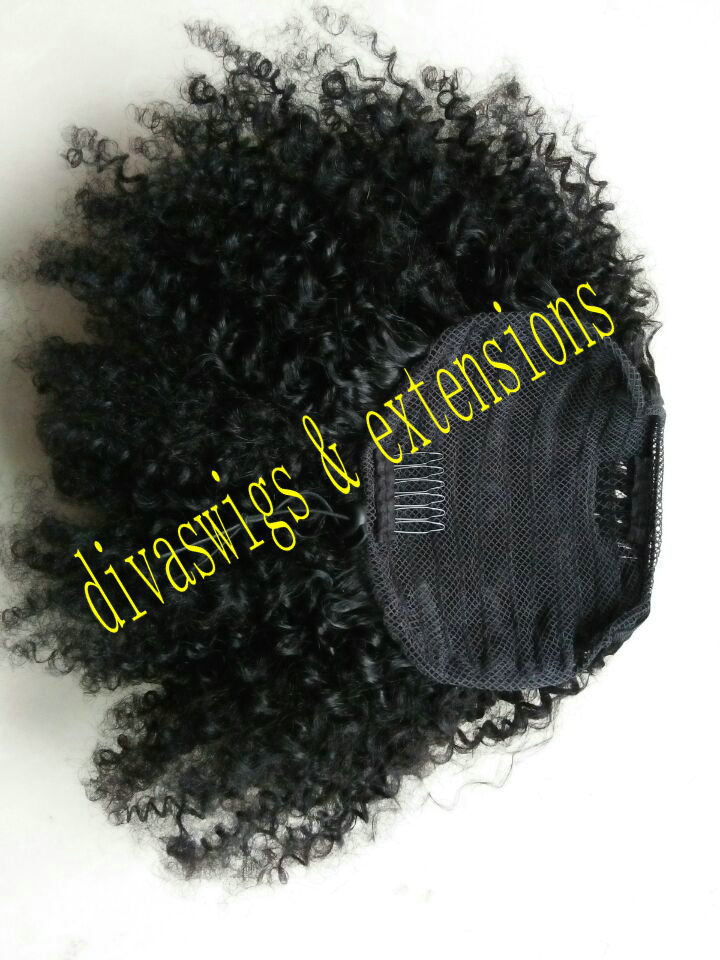 Cuticle aligned 12A raw cambodian deep wave curly ponytail human hair extension afro puff bun upd hairpiece 140g 4colors