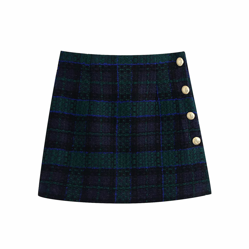 BBWM Chic Button Decoration Dark Green Tweed Skirts Women Fashion Casual Plaid Skirt Elegant Ladies A Line Mini Skirts Casual 210520
BBWM Chic Button Decoration Dark Green Tweed Skirts Women Fashion Casual Plaid Skirt Elegant Ladies A Line Mini Skirts Casual 210520