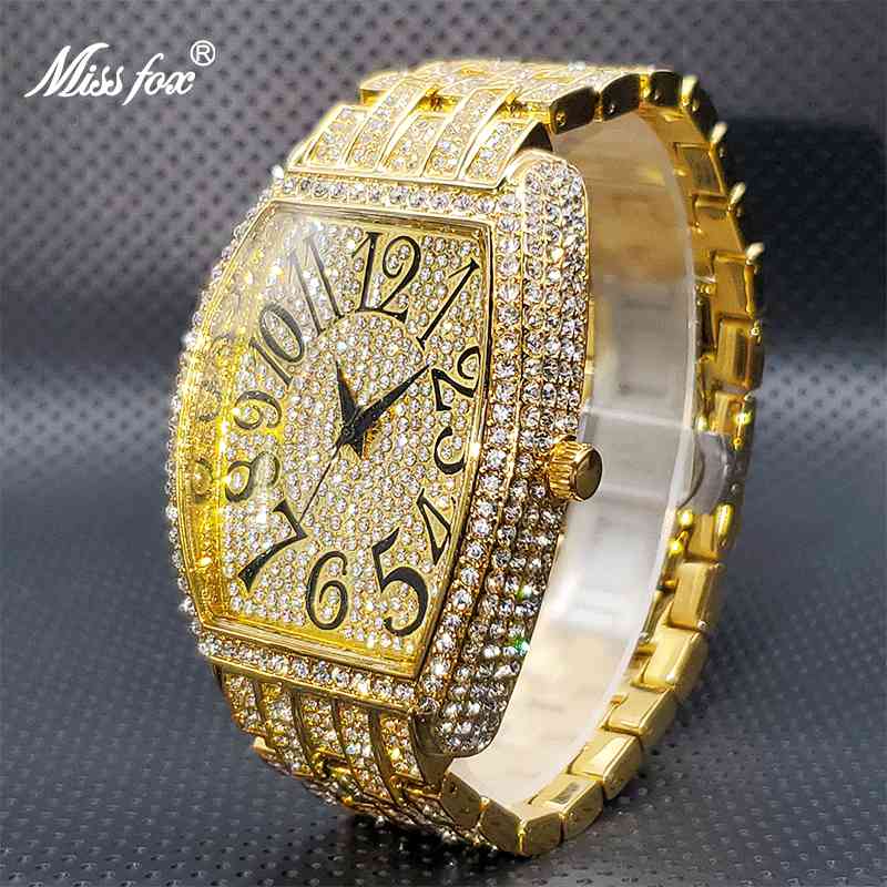 Reloj Gold Luxury Brand Watch MISSFOX Big Dial Hip Hop Ice Out Diamond Watches Genuine Waterproof Wrist Timepiece Gift For Men, V319-silver
Reloj Gold Luxury Brand Watch MISSFOX Big Dial Hip Hop Ice Out Diamond Watches Genuine Waterproof Wrist Timepiece Gift For Men, V319-silver