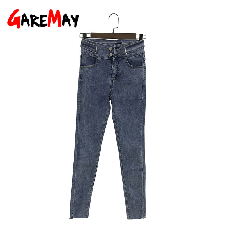High Waisted Skinny Jeans for Women Slim Denim Pencil Pants Casual Vintage Female Streetwear Ladies Elastic 210428
