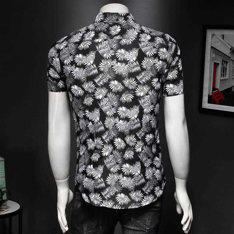 45KG-120KG Summer Shirt Men Fashion Tropical Printed Short Sleeve Button Down Men Clothes Casual Shirt Male Blouse 5XL 6XL 7XL 210528