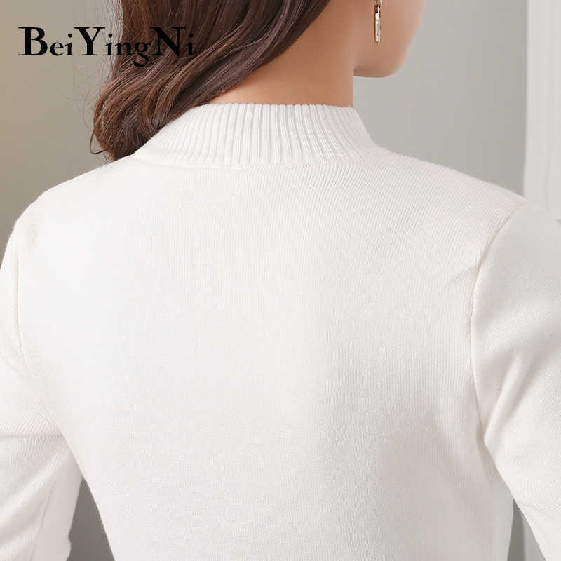 Beiyingni Women Sweaters Pullovers Fleece Warm Thick Elasticity Female Clothes Slim Jumper Autumn Winter Knitted Sweater Korean 210918