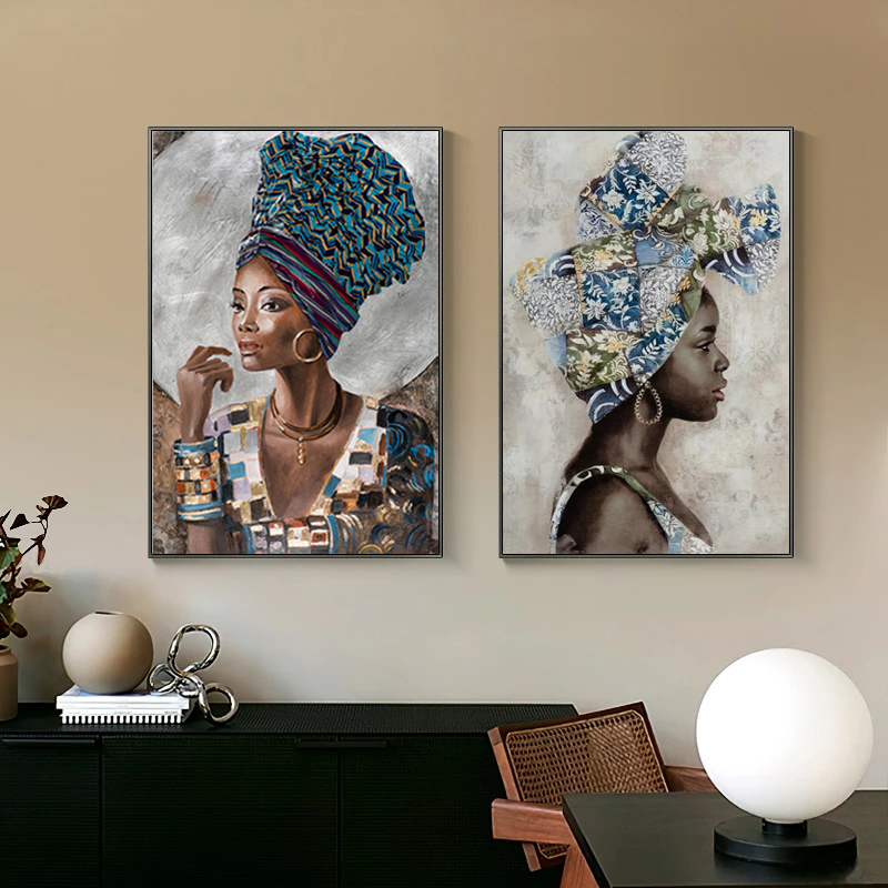 African Black Woman Abstract Art Posters And Prints National Style Women Canvas Paintings Pictures for Living Room Wall Decor