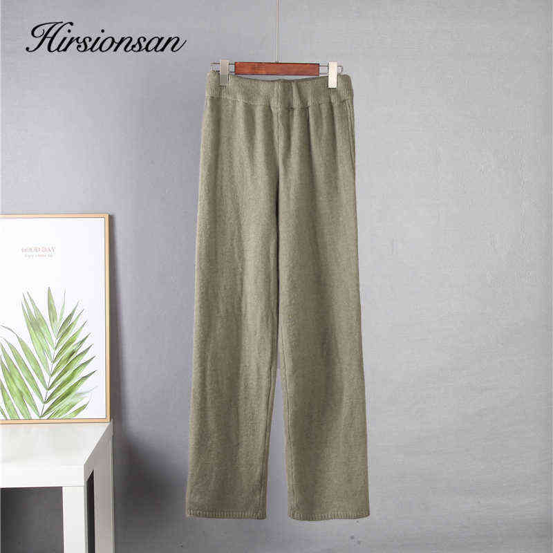 Hirsionsan Basic Two Piece Knitted Loose Pants and O Neck Sweater Women Autumn Winter Warm Sets Female Tracksuits Pullovers 211116