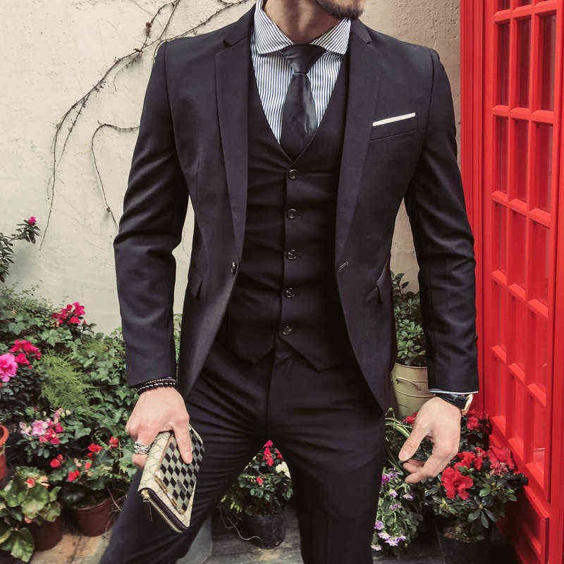 Suits Men' Casual Groom Wear Tuxedos Korean Business Groomsmen Men Wedding Dresses One Button Slim Men' Three-piece Suits 211111, 04
Suits Men' Casual Groom Wear Tuxedos Korean Business Groomsmen Men Wedding Dresses One Button Slim Men' Three-piece Suits 211111, 04
