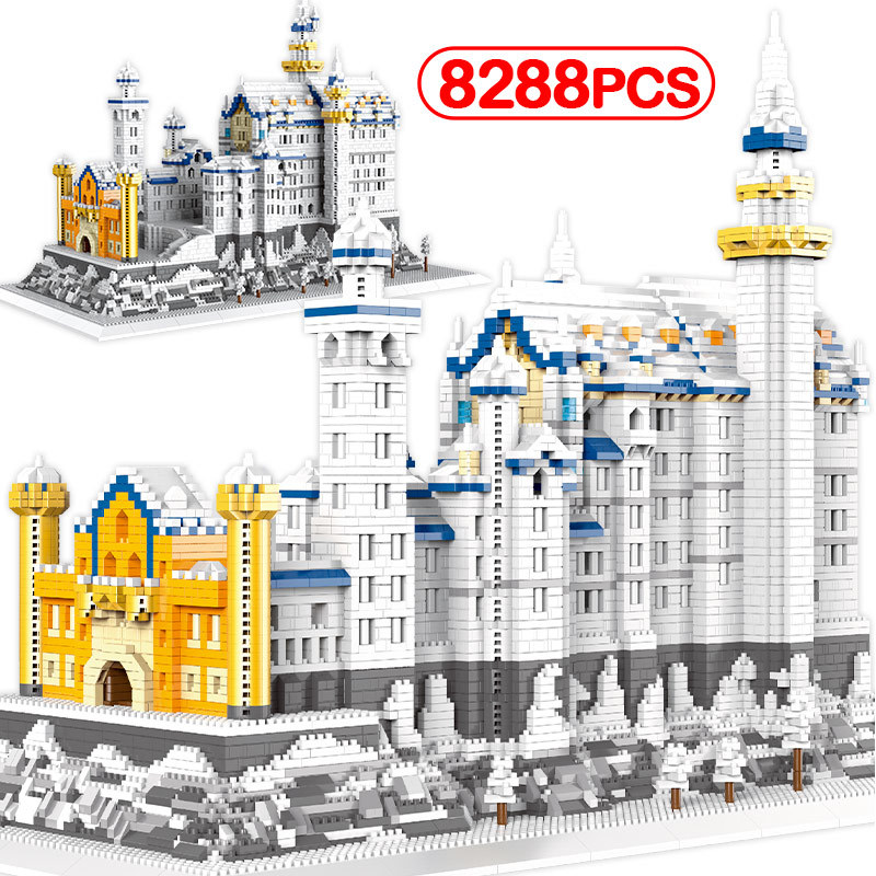 

8288pcs City Creator Architecture Snowing Swan Castle House Bricks Mini Micro Diamond Building Blocks Diy Toys for Children Gift X0503