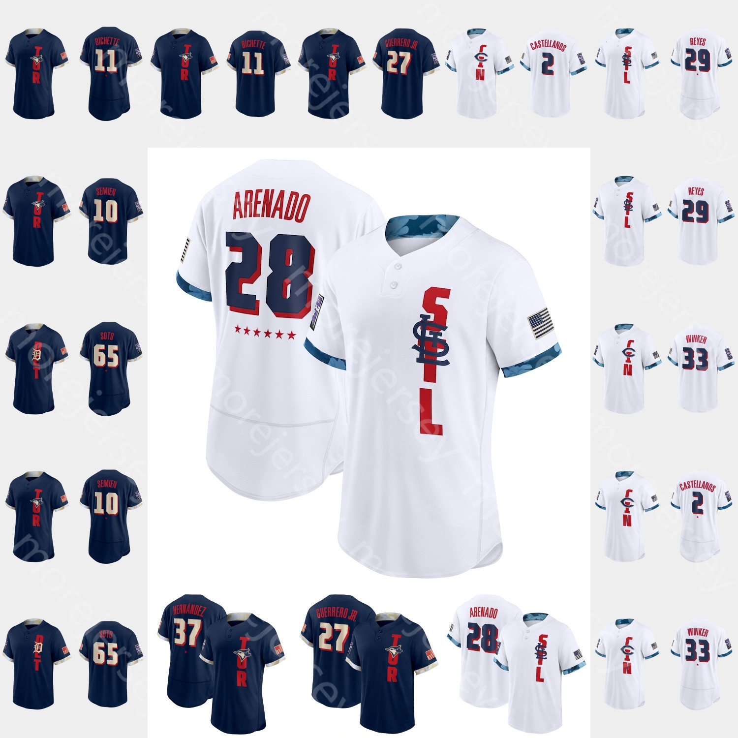 2021 All-Star Jersey Teoscar Hernandez Alex Reyes Bo Bichette Gregory Soto Jesse Winker Marcus Semien Nick Castellanos Nolan Arenado Vladimir Guerrero Jr. Size S-3XL
2021 All-Star Jersey Teoscar Hernandez Alex Reyes Bo Bichette Gregory Soto Jesse Winker Marcus Semien Nick Castellanos Nolan Arenado Vladimir Guerrero Jr. Size S-3XL