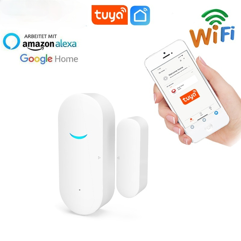 TUYA SMART SMART SMART PORTE PORTE PORTE OUVERTE / DETECTEURS FERMÉES WIFI Home Alarm compatible avec Alexa Google Home Tuya App