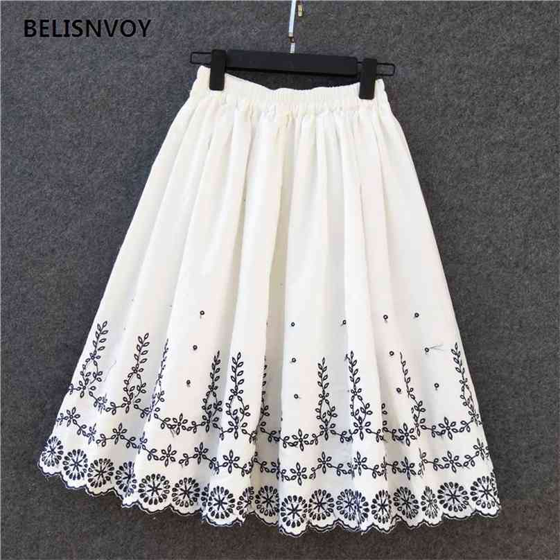 Mori Girl Summer Autumn Ladies Skirt High Waist White Cotton Linen Femme Jupe Elegant Chic Floral Embroidery Skirts For Women 210520
Mori Girl Summer Autumn Ladies Skirt High Waist White Cotton Linen Femme Jupe Elegant Chic Floral Embroidery Skirts For Women 210520