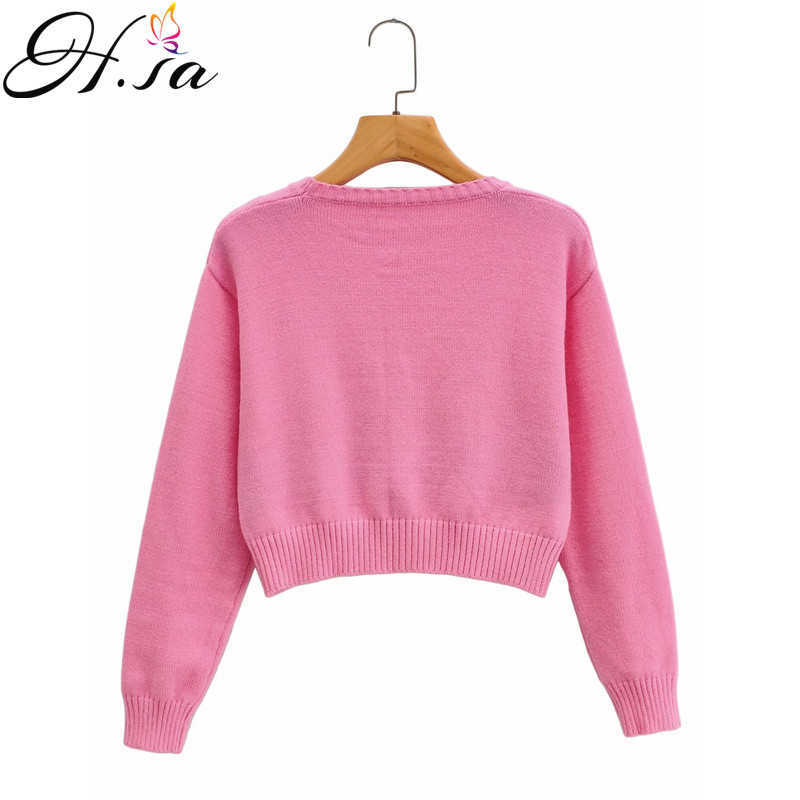 HSA Women Winter Cardigan Sweater V-Neck Sweet Heart Cute Knit Button Ins Jacket Kawaii Chic Short Sweater Cardigan Coat To 210716