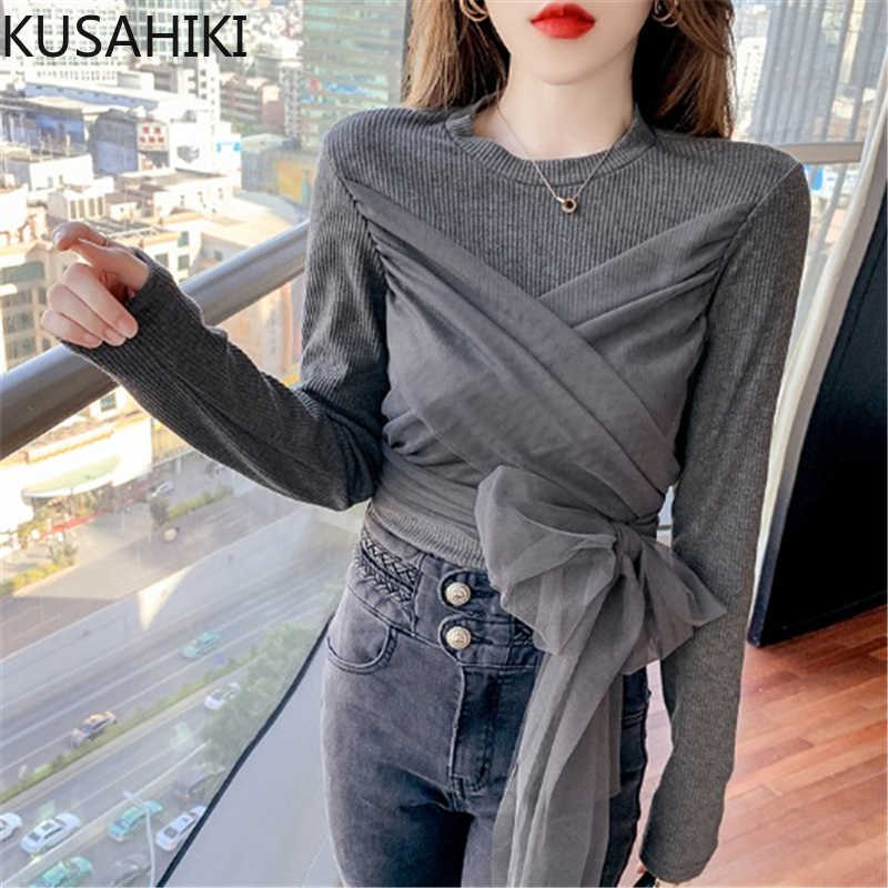 Korean Slim Women Knitted Tops Mesh Bow Bandage Pullover Knitwear Spring Long Sleeve O-neck Pull Jumper 6E946 210603, Gray
Korean Slim Women Knitted Tops Mesh Bow Bandage Pullover Knitwear Spring Long Sleeve O-neck Pull Jumper 6E946 210603, Gray
