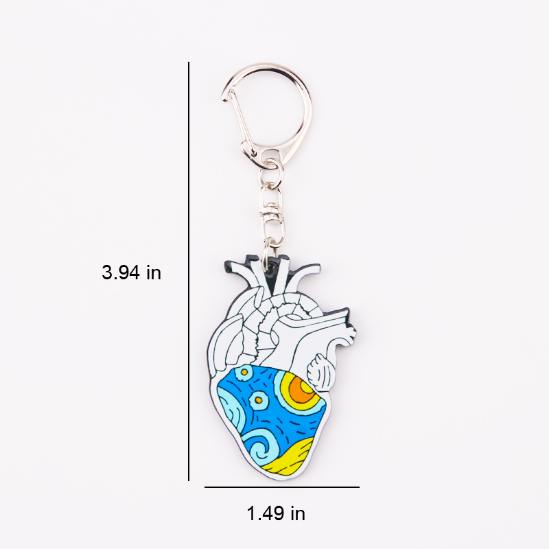 Anatomical Heart Keychain Medical Anatomy Heart Neurology Key Chain for Doctor and Nurse Women and Men Ring Gift Porte Clef