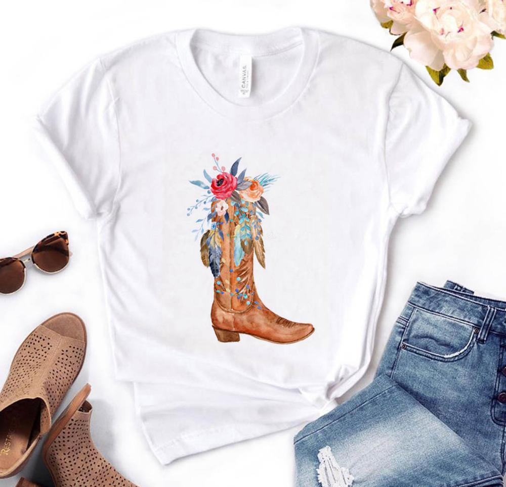 Cowgirl Boots Flowers Print Womens T Shirt Cotton Casual Funny Yong Girl Tee Pm 68, White
Cowgirl Boots Flowers Print Womens T Shirt Cotton Casual Funny Yong Girl Tee Pm 68, White