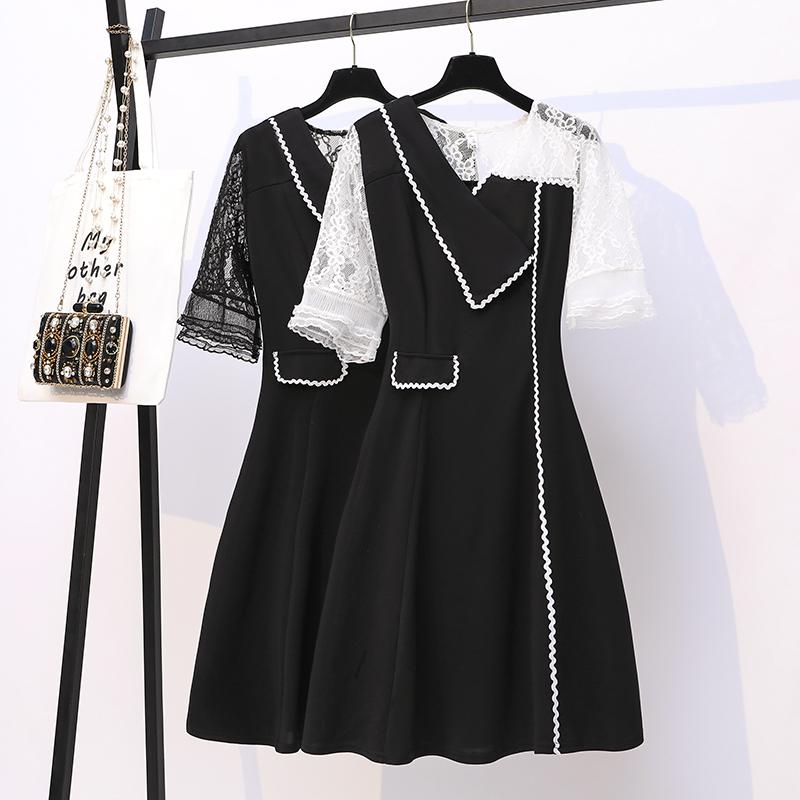Plus Size Dresses L-5XL Women Elegant Office Dress 2021 Lace Sleeve V Neck Patchwork Casual A Line Mini Summer Female Vestido, Black 
Plus Size Dresses L-5XL Women Elegant Office Dress 2021 Lace Sleeve V Neck Patchwork Casual A Line Mini Summer Female Vestido, Black