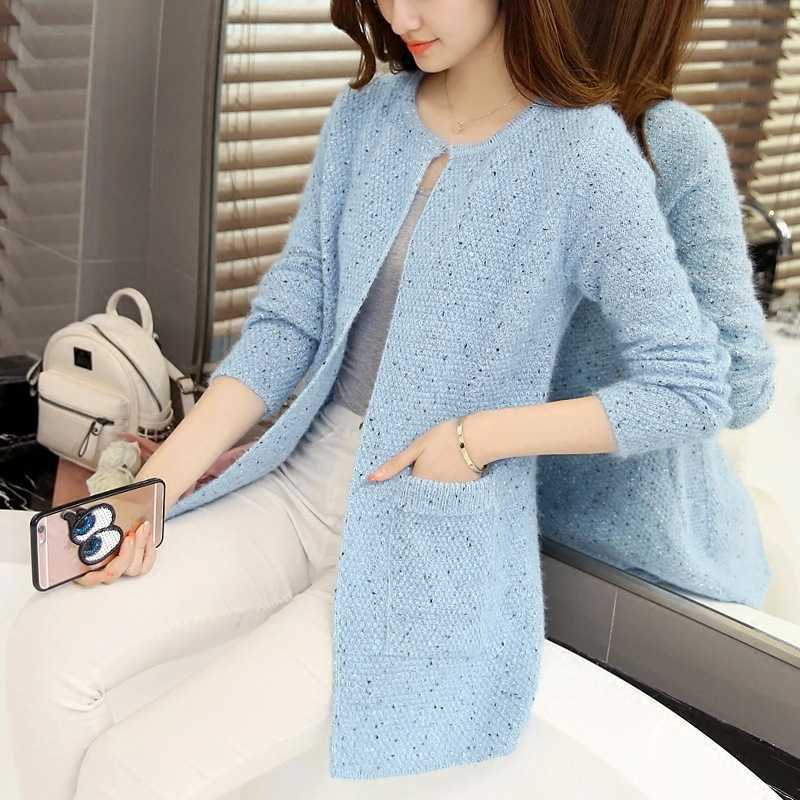 Autumn Winter Long Cardigan Women korean sweaters fashion Crochet Female Knitted Tops pull femme hiver 210604
