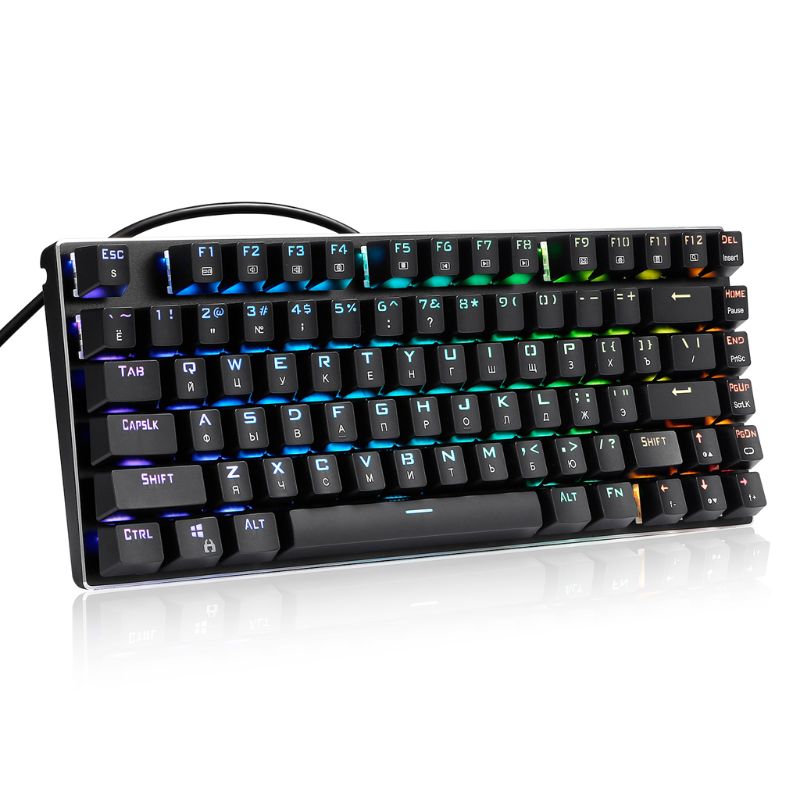Russian Keyboard USB Wired RGB Backlight Mechanical Keyboard 81 Keys Blue Switches Gaming Keyboard Z88