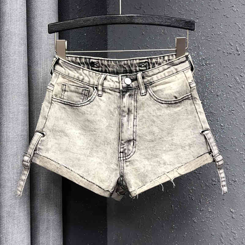 Vintage Embroidery Denim Shorts Women's Summer High Waist Thin Loose A-line Jeans Female Fashion 5B933 210427