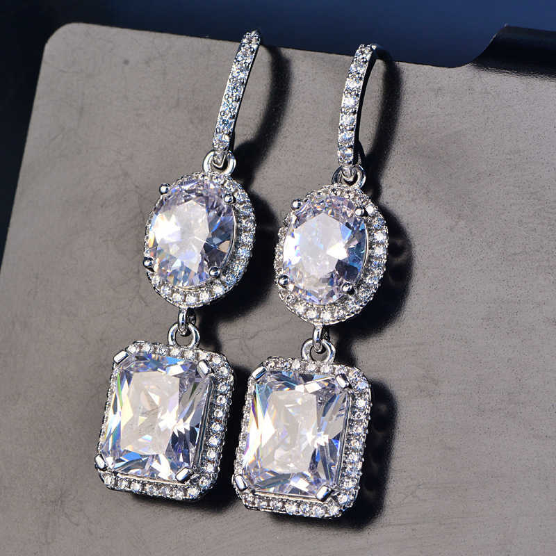 PANSYSEN 100% 925 sterling silver Emerald Sapphire Gemstone Drop Earrings For Women Anniversary Party Fine Jewlery Wholesale 210624
