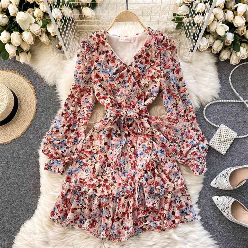 Women' Spring Summer Long Sleeve Dress Floral Print Sash Lace-up Mini Sweet Ladies Ruffles Party es 210603, As picture
Women' Spring Summer Long Sleeve Dress Floral Print Sash Lace-up Mini Sweet Ladies Ruffles Party es 210603, As picture