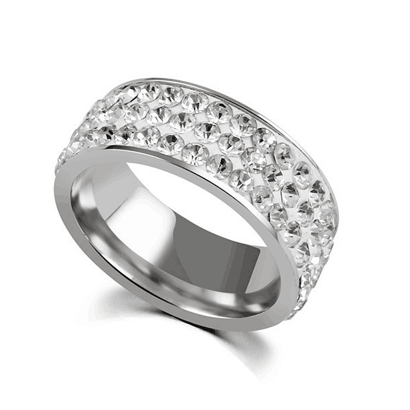 Five Rows Diamond Stainless Steel Ring Handamde Men Women Lovers Gift Rings Jewelry