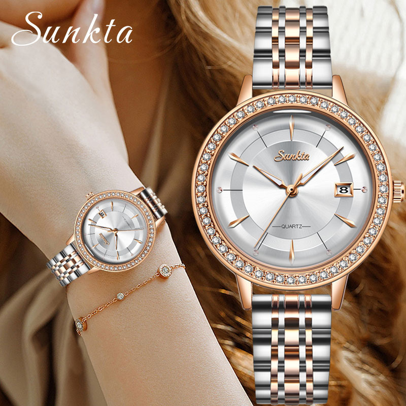SUNKTA Rose Gold Watch Women Quartz Watches Ladies Top Brand Crystal Luxury Female Wrist Watch Girl Gifts Clock Relogio Feminino 210517, White
SUNKTA Rose Gold Watch Women Quartz Watches Ladies Top Brand Crystal Luxury Female Wrist Watch Girl Gifts Clock Relogio Feminino 210517, White