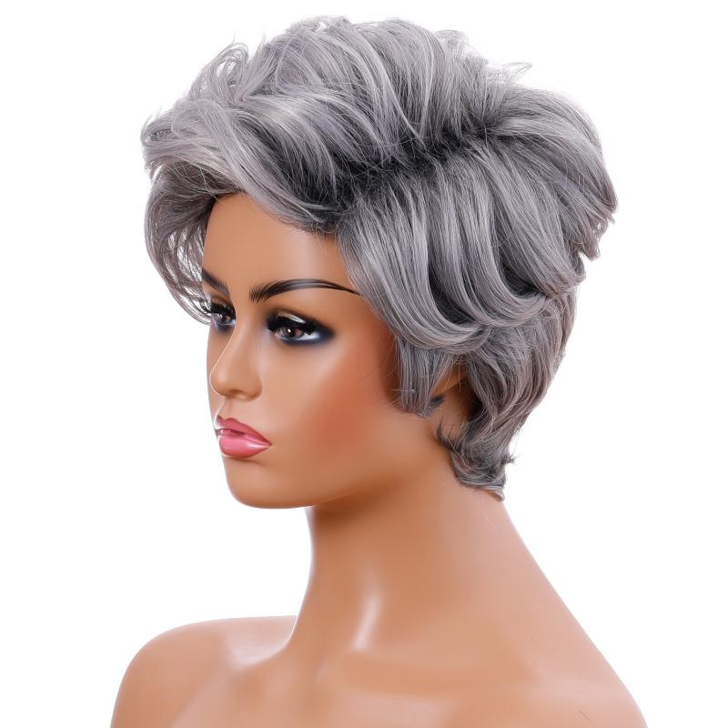 Synthetic Wigs Wig For Women 2 Colour Short Curly Hair Dark Gray And Orange Natural High Temperature Daily Use