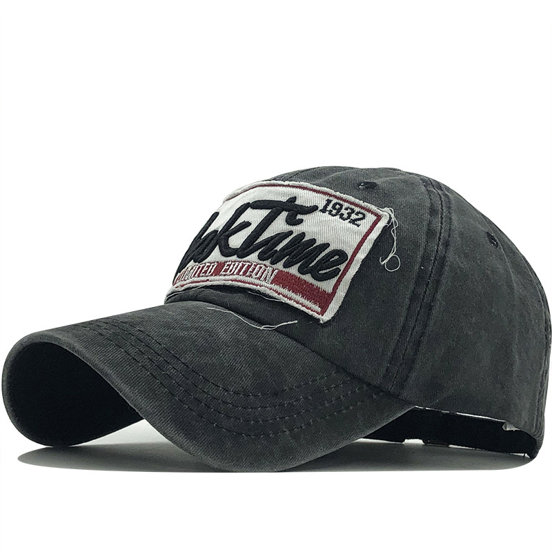 New Washed Baseball Cap Peaktime Letter Embroidery Cotton Hat Mens Fishing Peaked Korean Style, Black
New Washed Baseball Cap Peaktime Letter Embroidery Cotton Hat Mens Fishing Peaked Korean Style, Black