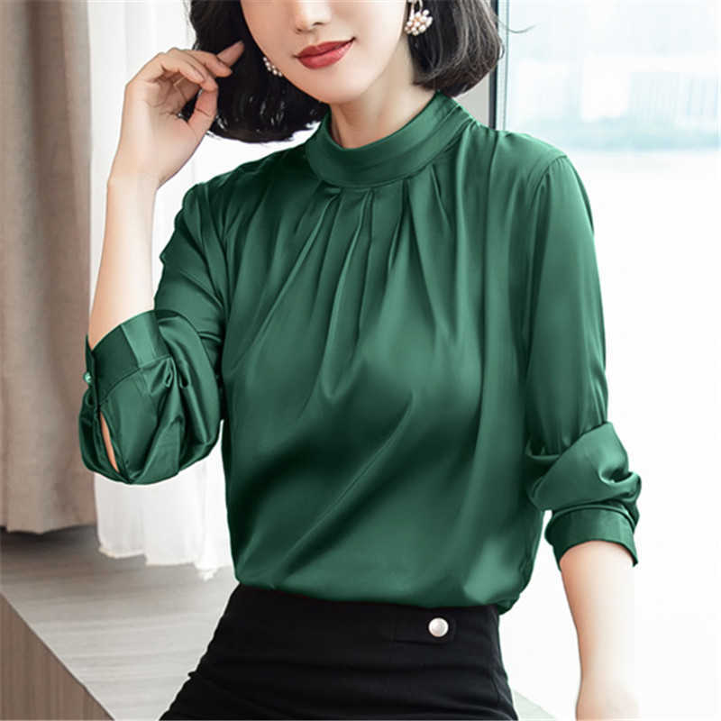 Korean Fashion Women Silk Shirts Satin Blouse Blusas Mujer De Moda Blouses Elegant Plus Size 210531