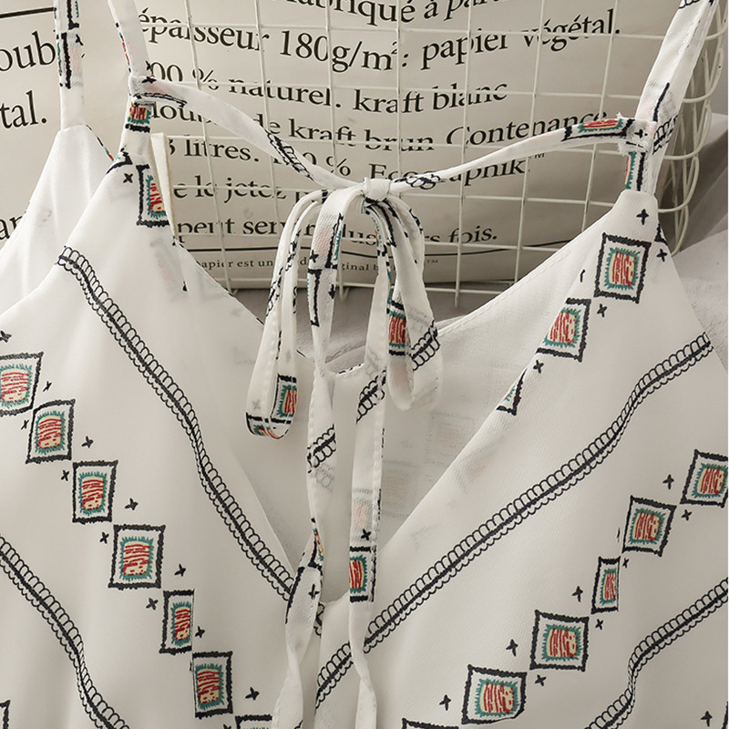 OCEANLOVE Sexy A-line Vestido Fashion V Neck High Waist Dresses Women Print Sleeveless Beach Style Dresses Chic Ropa Mujer 16415 210331Z