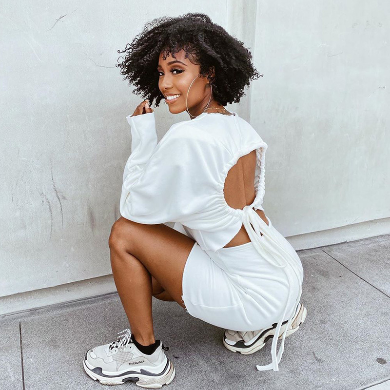 Paris Girl Back Drawstring Cutout Pleated Solid Sweater Dress Women Autumn Winter Tight Lace-up Long-Sleeved Sweatershirt 210524, White
Paris Girl Back Drawstring Cutout Pleated Solid Sweater Dress Women Autumn Winter Tight Lace-up Long-Sleeved Sweatershirt 210524, White