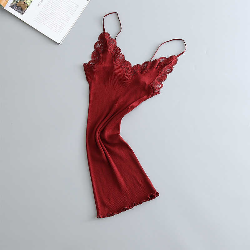 Lace Crochet Knitted Ribbed Women's Camis Sleeveless Backless Patchwork Womens Tanks Tops Summer Spring Tank For Girls 210625