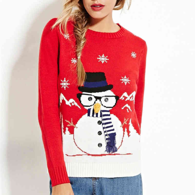 Casual Woman Embroidery Christmas Sweater Autumn Winter Fashion Ladies Snowman Pullover Female Christmas-Tree Knitwear 210515