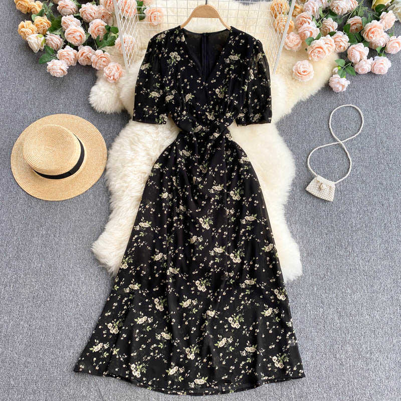 Black/Pink/White Floral Long Dress Women Summer Sexy V-Neck Short Sleeve High Waist Robe Female A-Line Vestidos Casual 2021 New Y0603
Black/Pink/White Floral Long Dress Women Summer Sexy V-Neck Short Sleeve High Waist Robe Female A-Line Vestidos Casual 2021 New Y0603